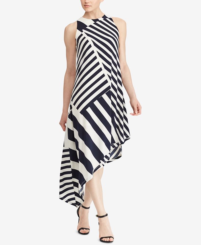Striped asymmetrical dress deals