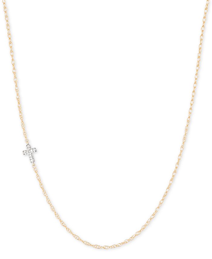 Elsie May Diamond Accent Asymmetrical Cross Pendant Necklace in 