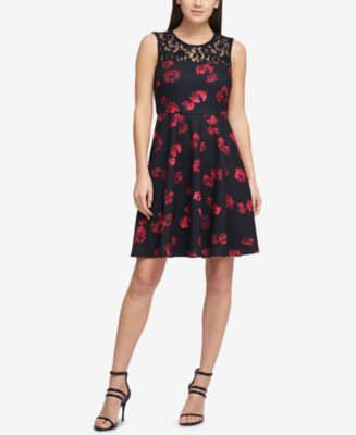 DKNY Floral Fit & Flare Dress, Created for Macy's - Macy's