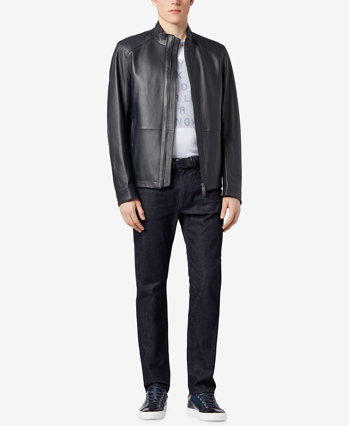 Hugo Boss BOSS Men's Regular/Classic-Fit Leather Blouson Jacket ...