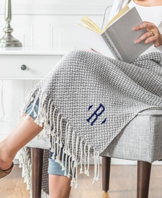 Cathy's Concepts Personalized Grey Herringbone 50" x 60" Throw