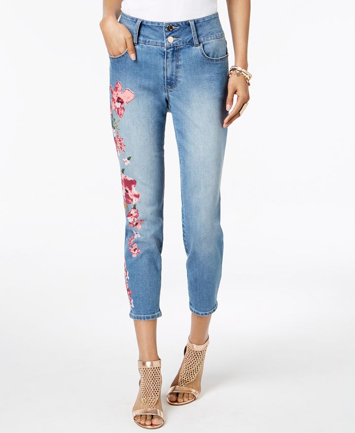Thalia Sodi Floral-Print Skinny Jeans, Created for Macy's - Macy's