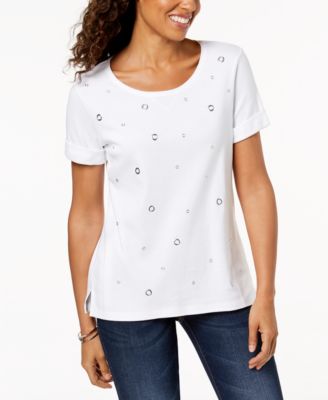 Karen Scott - Cotton Grommet T-Shirt
