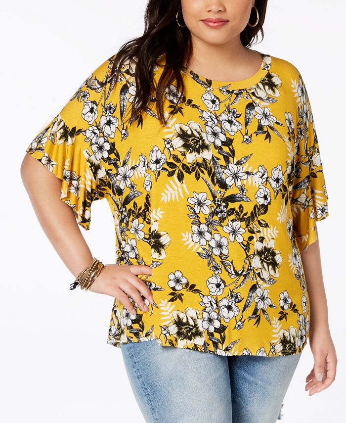 Eyeshadow Trendy Plus Size FlutterSleeve TShirt & Reviews Tops