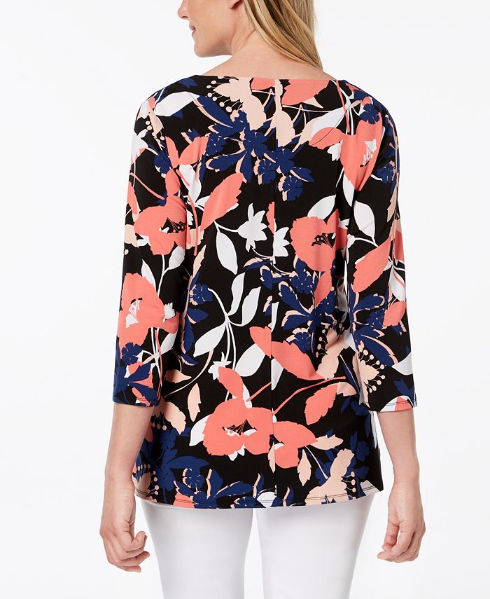 JM Collection Printed Grommet-Neck Top, Created for Macy's - Macy's