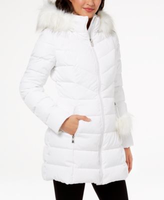 macys white fur coat