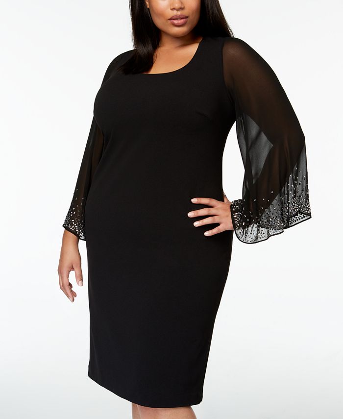 Calvin Klein Plus Size Embellished ChiffonSleeve Dress Macy's