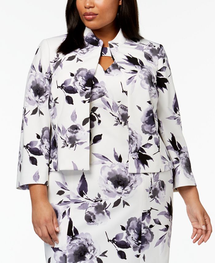 Saffron Long Sleeve Scuba Crepe Jacket - Plus