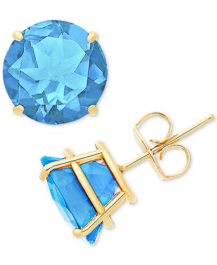 Macy s Blue Topaz Stud Earrings 6 3 4 ct. t.w. in 14k Gold Macy s
