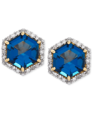 image of London Blue Topaz (2 ct. t.w.) & Diamond (1/5 ct. t.w.) Stud Earrings in 14k Gold