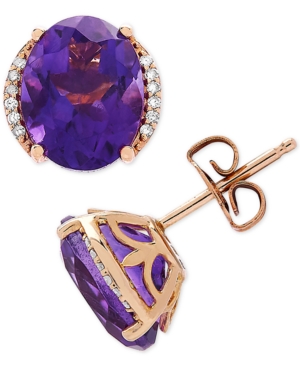 image of Amethyst (3-1/5 ct. t.w.) & Diamond Accent Stud Earrings in 14k Gold