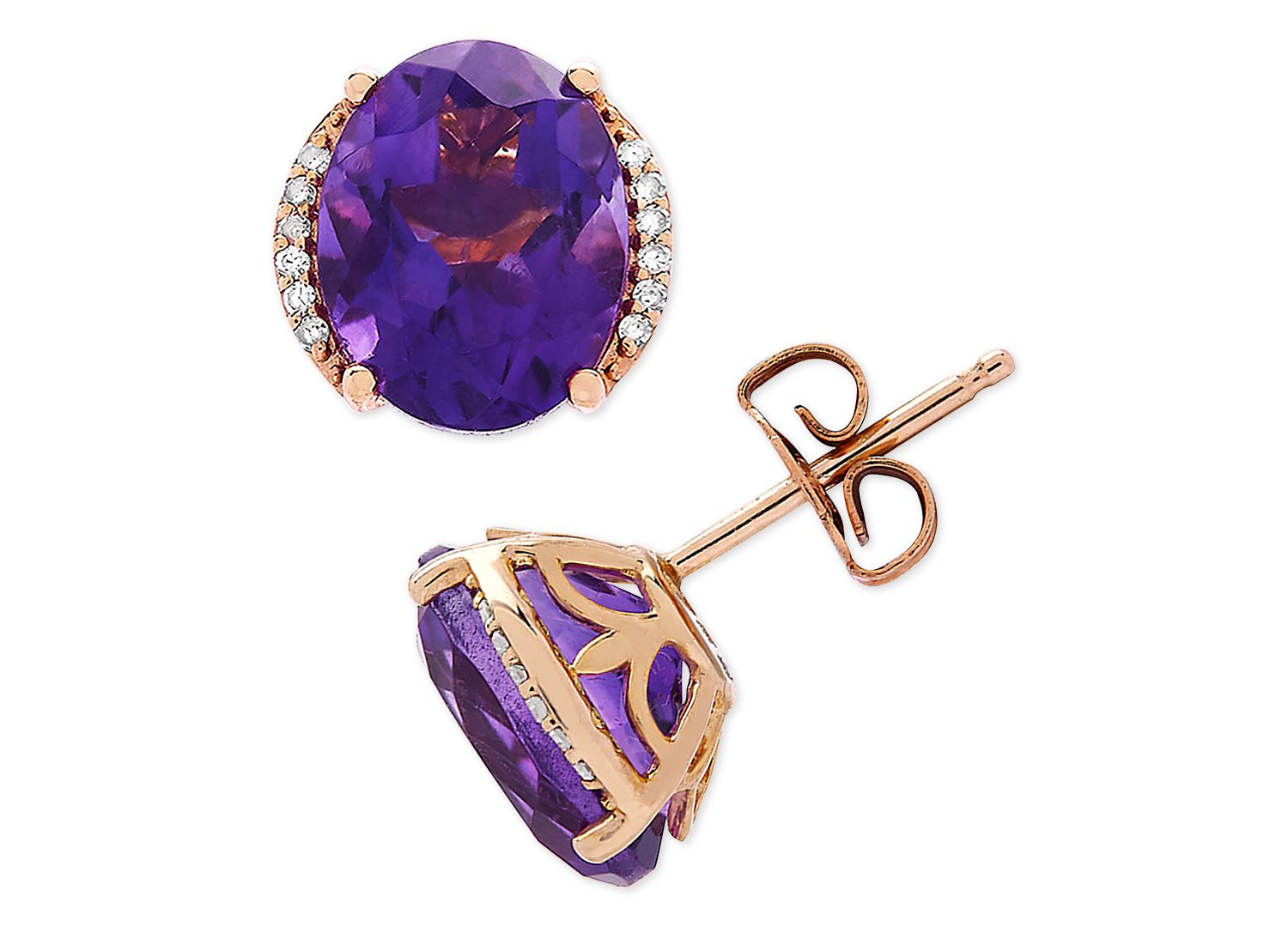Amethyst (3-1/5 ct. t.w.) & Diamond Accent Stud Earrings in 14k Gold