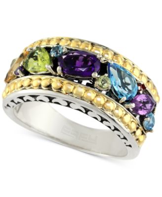 EFFY Collection - Multi-Gemstone Ring (1-5/8 ct. t.w.) in Sterling Silver & 18k Gold