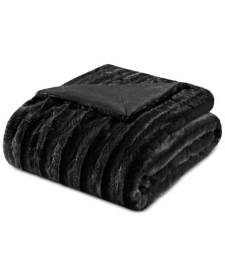 Duke Ribbed Faux-Fur Throw, 50" x 60"