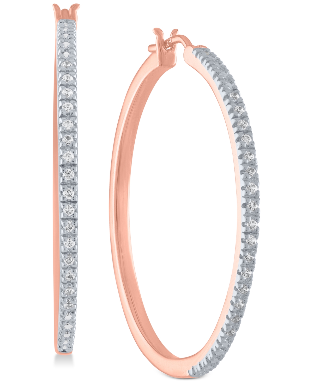 Diamond Hoop Earrings (1/4 ct. t.w.) in Sterling Silver, 14k Gold-Plated Sterling Silver or 14k Rose Gold-Plated Sterling Silver - Rose Gold-Plated St