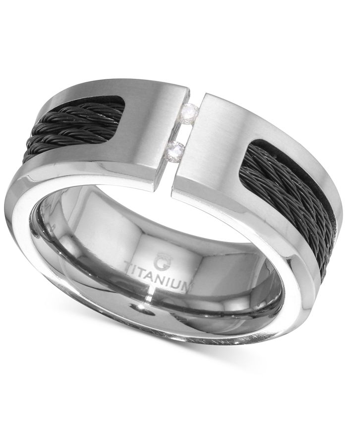 Macy's - Men's Cable Band in Titanium and Black Rhodium-Plate