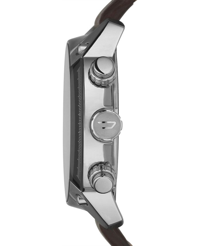 Diesel Men's Chronograph Overflow Dark Brown Leather Strap Watch 49x54mm Macy's