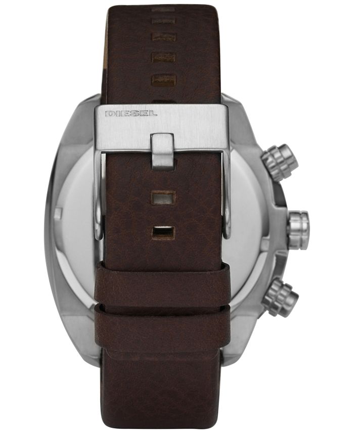 Diesel - Men's Chronograph Overflow Dark Brown Leather Strap Watch 49x54mm