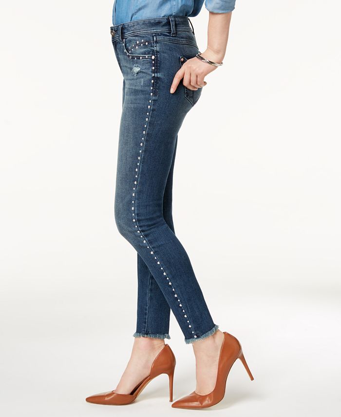 INC International Concepts Studded Frayed-Hem Skinny Jeans, Created for Macy's & Reviews - Jeans - Women