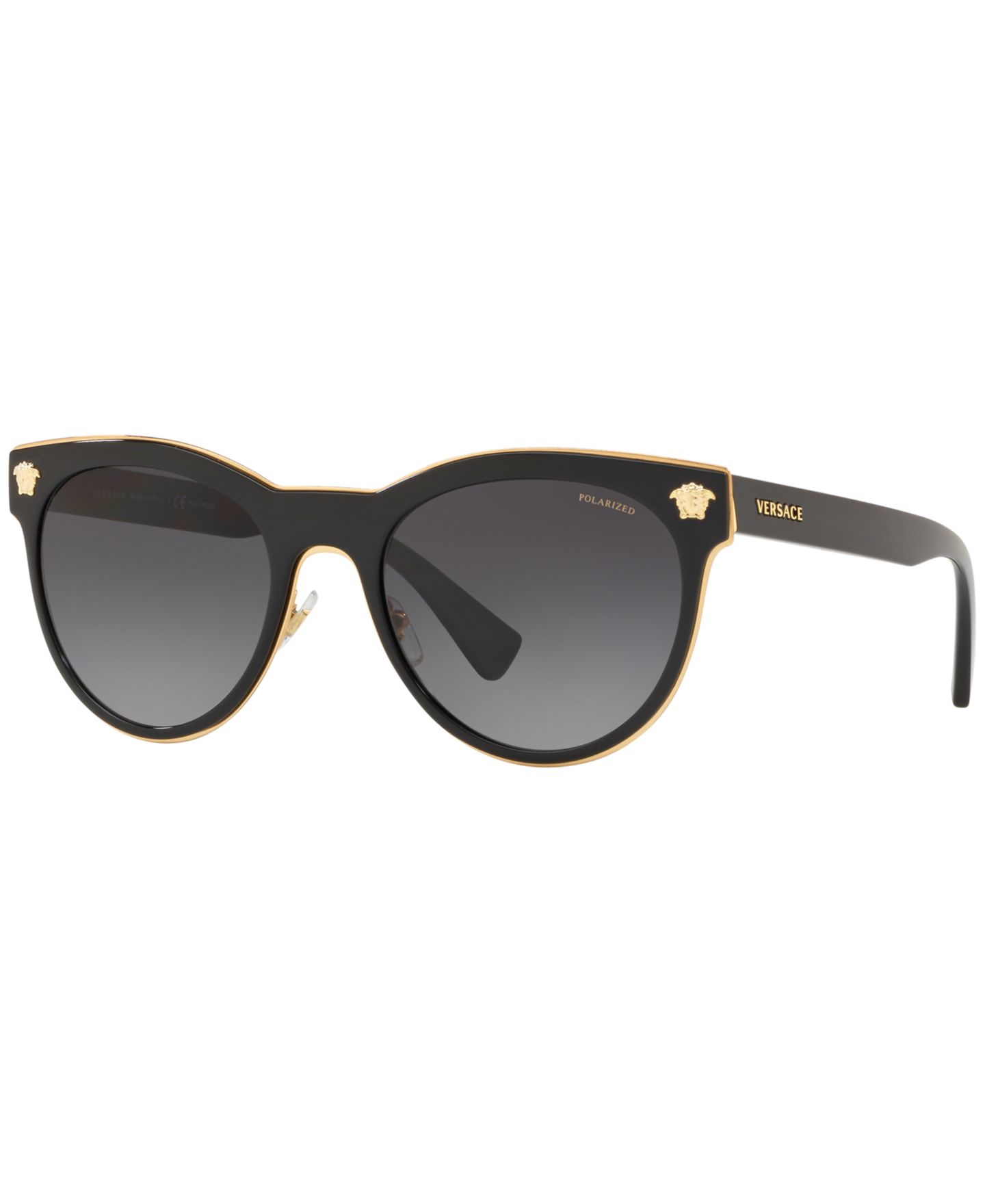 Женские солнцезащитные очки Versace Polarized Sunglasses, VE2198, цвет: Чёрный / Серый градиентный — фото 1