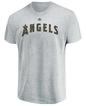 Men's Los Angeles Angels Mike Trout Majestic Camo/Red Name & Number T-Shirt