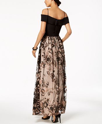 Nightway off the shoulder shop embroidered gown