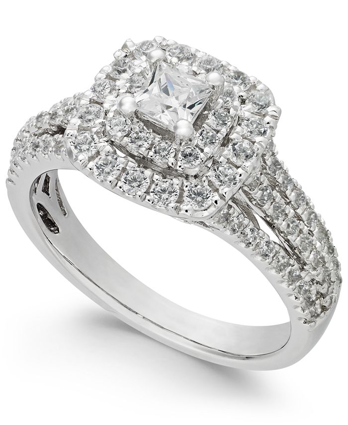Macy's Diamond Princess Cut Engagement Ring (1 ct. t.w.) in 14k White ...
