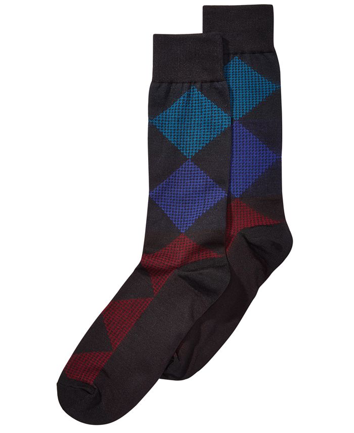Perry Ellis Men's Microfiber Houndstooth Dress Socks Blue Size Regular main image 1