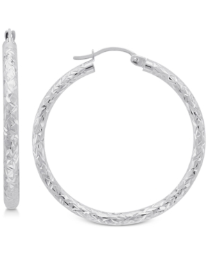 image of Textured Hoop Earrings in 14k Gold, 1 3/8 inch