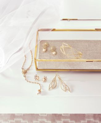 Gold-Tone Crystal & Imitation Pearl Drop Earrings 