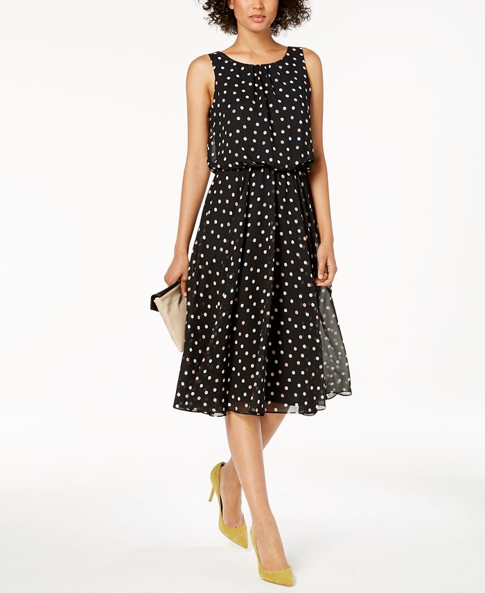 Nine West Polka Dot Blouson Midi Dress Macy s