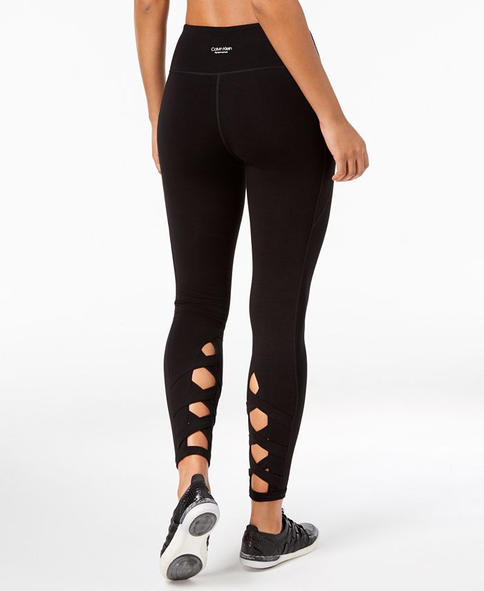 Calvin Klein Lattice-Detail High-Waist Leggings - Macy's