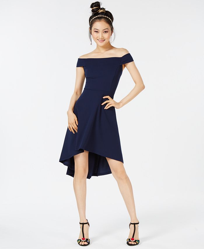 Teeze Me Juniors Off The Shoulder Fit Flare Dress Macy s