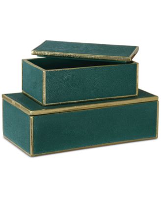 Set of 2 Karis Emerald Green Boxes