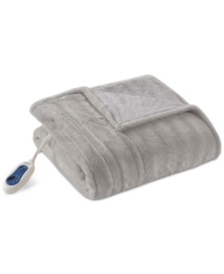 Duke Ribbed Electric Faux-Fur Throw, 50" x 70"