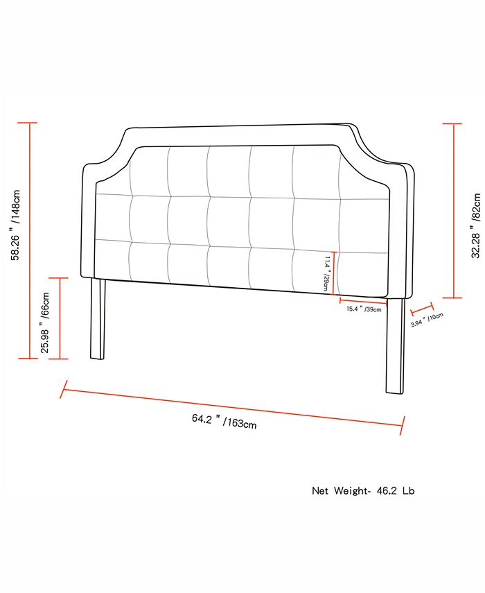 Furniture Fiona Tufted Headboard Queen, Quick Ship Macy's
