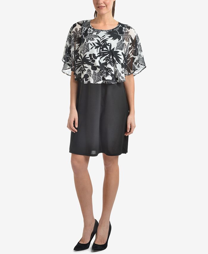 NY Collection Printed Popover Dress - Macy's