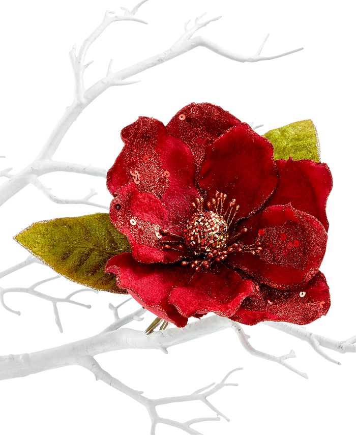 Holiday Lane Flower Clip Sparkle Ornament, Created for Macy's Macy's