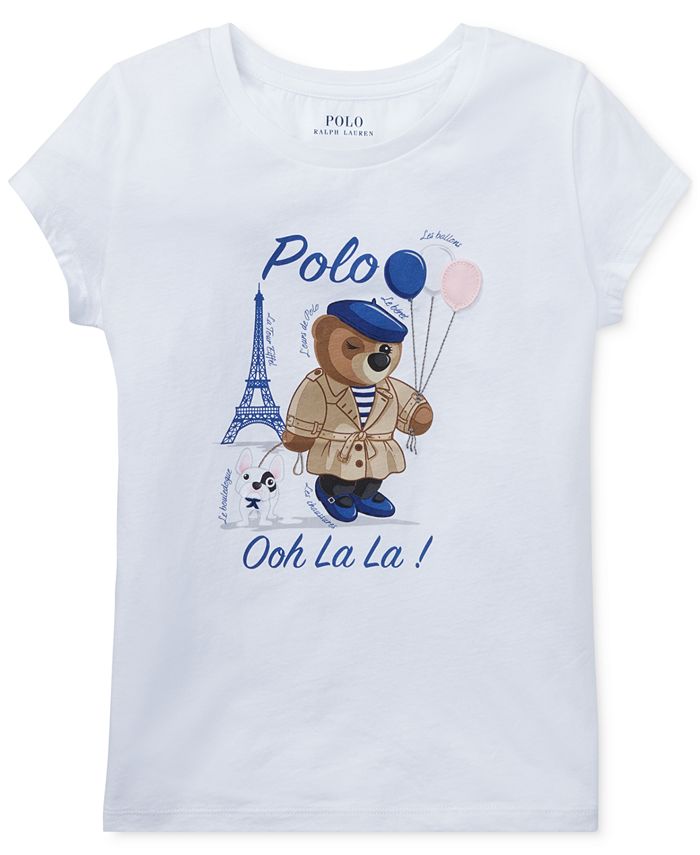 Polo Ralph Lauren Little Girls Graphic Polo Bear Cotton T-Shirt 