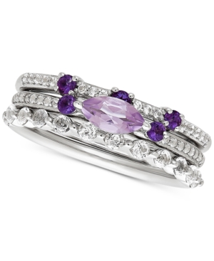 image of 3-Pc. Set Multi-Gemstone Stackable Ring Set (1-1/4 ct. t.w.) in Sterling Silver