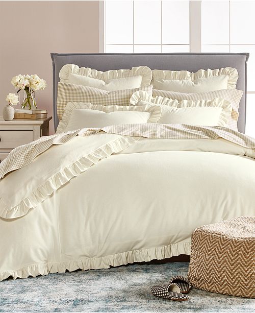 Martha Stewart Collection Luxury Portuguese Flannel Ruffle Full