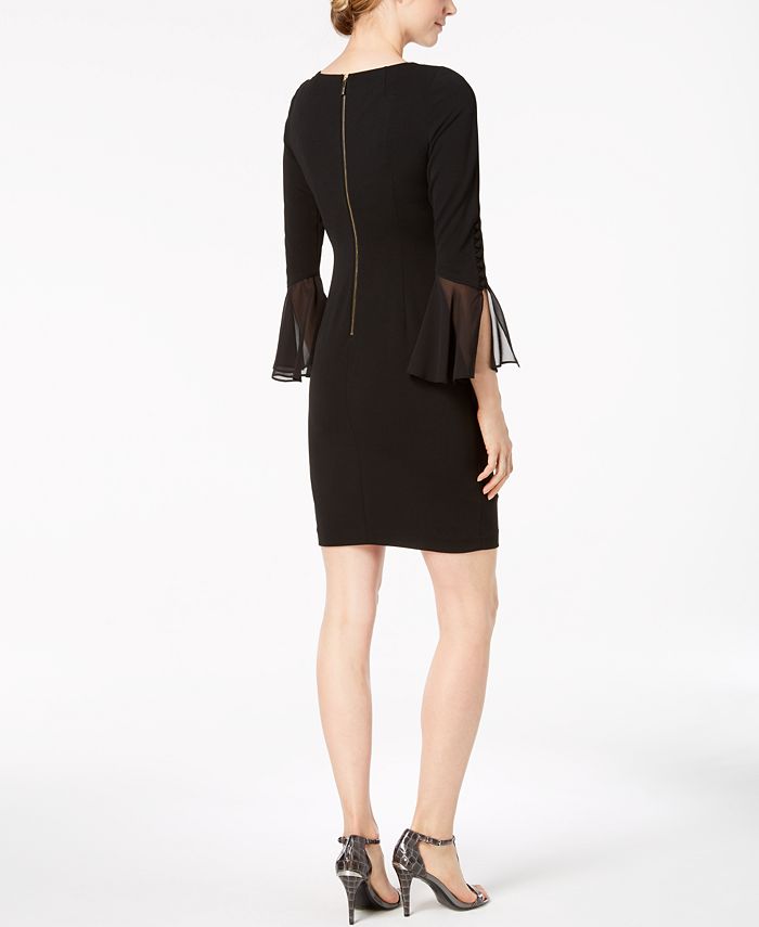 Calvin Klein Petite Ruffled-Sleeve Sheath Dress - Macy's