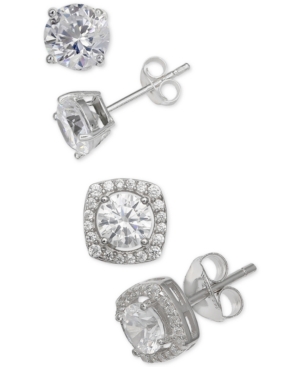 image of Giani Bernini 2-Pc. Set Cubic Zirconia Stud Earrings in Sterling Silver, Created for Macy-s