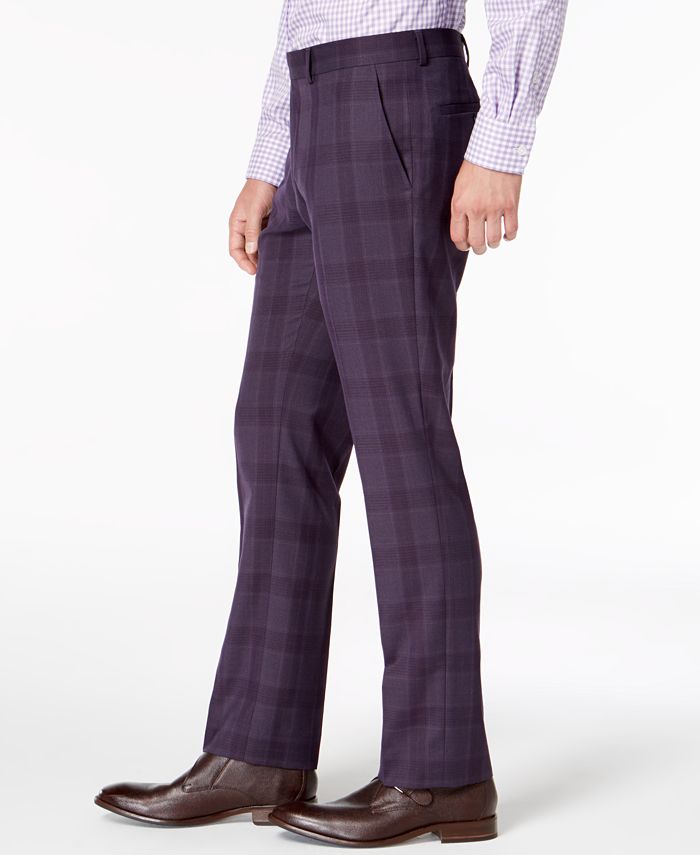 Nick Graham Men's Slim-Fit Dark Purple Plaid Suit - Macy's