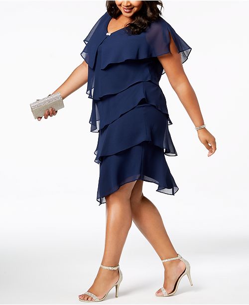 Sl Fashions Plus Size Tiered Shift Dress And Reviews Dresses Women 7932