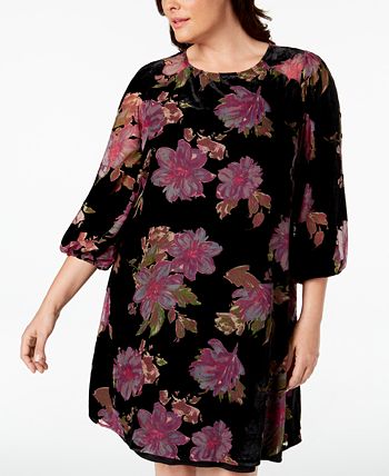 Calvin klein floral burnout velvet shift dress sale
