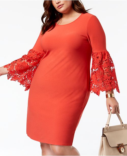 Alfani Plus Size Lace Sleeve A Line Dress Created For Macy S
