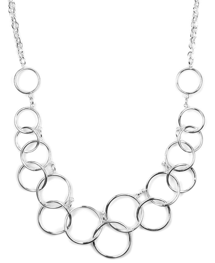 Nine West Necklace, Silver-Tone Circle Frontal Necklace - Macy's