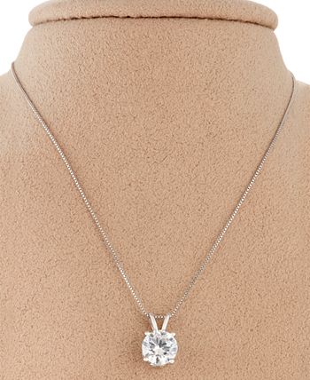 De Beers Forevermark Diamond Solitaire Pendant Necklace (5/8 ct. t.w.) in  14k White Gold, 16 + 2 extender - Macy's