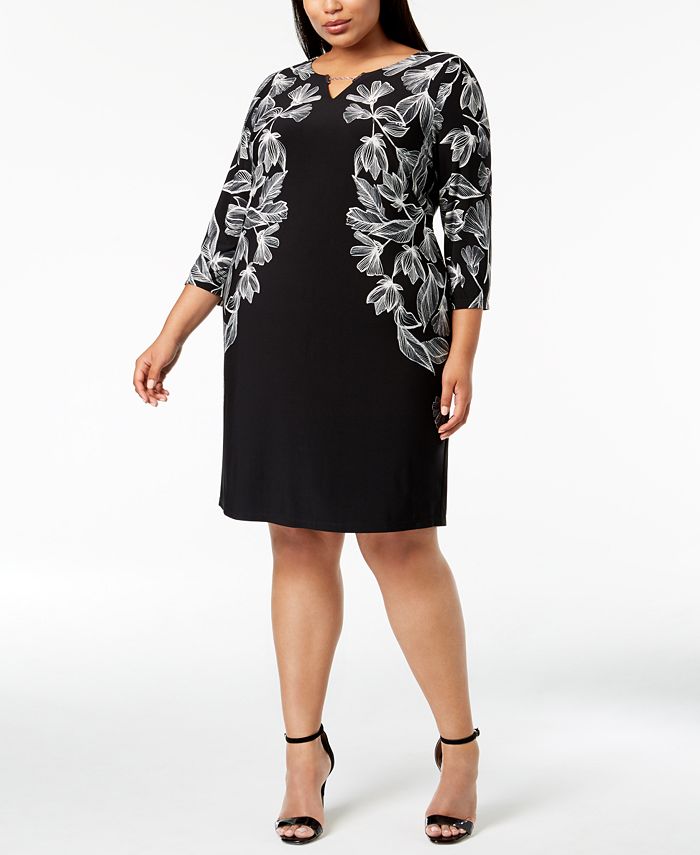 Calvin Klein Plus Size Mirror-Print Sheath Dress - Macy's